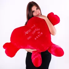 Coração De Pelúcia Abraço Gigante 67cm Amo Você Antialérgico