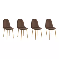  4x Silla Concept - Tapiz Café Oscuro / Pata Café Claro 