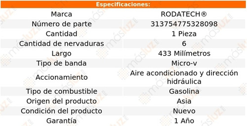 (1) Banda Accesorios Micro-v Topaz 4 Cil 2.3l 88/91 Foto 2