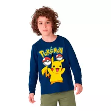 Camiseta Remera Manga Larga Pokemon Pikachu 4 Bellos Diseños