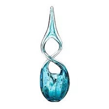 Escultura/vaso Em Cristal Murano- Eight-azul Aquamarine