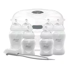 Set De 6 Biberones Evenflo Advanced Esterilizador Y Cepillo Blanco