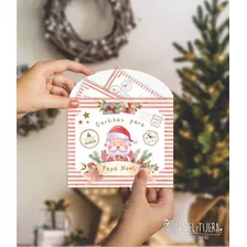 Kit Imprimible Navidad Carta Y Sobre Papa Noel + Sticker Reg