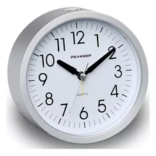 Peakeep Reloj Despertador Silencio, Redondo De 4 Pulgadas, C