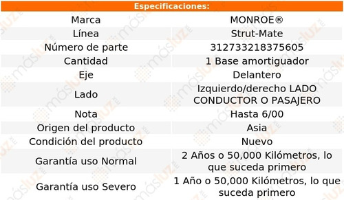 (1) Base Amortiguador Strut-mate Izq/der Del Sephia 98/00 Foto 3