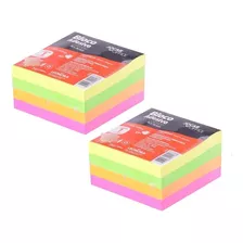 2 Bloco Auto Adesivo Tipo Post-it 76x76mm 4 Cores 800 Folhas