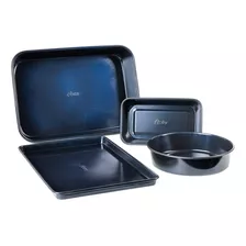 Conjunto De Assadeiras 4 Pçs Aço Carbono Baker's Blue Oster Cor Azul-escuro