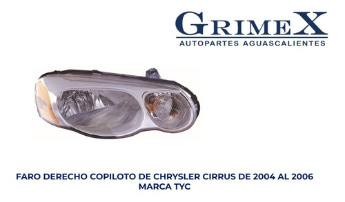 Faro Chrysler Cirrus 2004-04-2005-05-2006-06 Tyc Ore Foto 2