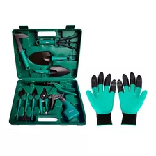 Jogo Kit Para Jardinagem Com 10 Pçs Tipo Maleta + Luvas 