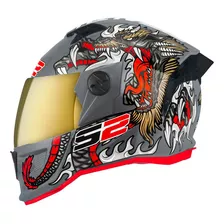 Capacete Fechado Moto Protork Stealth Dragon Viseira Dourada Cor Cinza Tamanho Do Capacete 58