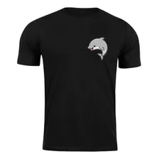 Camiseta Preta Golfinho Fofo Divertido Camisa Blusa Algodão