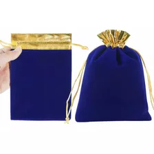 Bolsa De Terciopelo Azul Real Con Borde Dorado Para Tarot