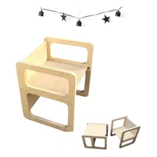 Sillita X2 Infantil Cubo Montessori 3 Posiciones Sin Pintar