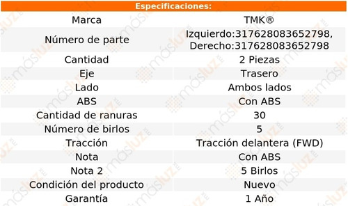 2- Mazas Traseras Con Abs Gmc Terrain 3.6l V6 2013/2017 Tmk Foto 2