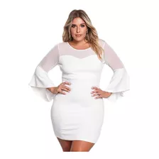 Vestido Fiesta Mangas Campana Talla Grande Negro Blanco