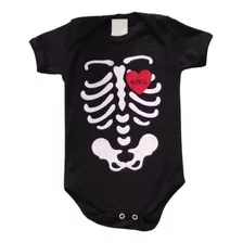 Body Bebê Fantasia Halloween Dia Das Bruxas Esqueleto