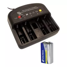 Set Cargador Pilas Baterias Aaa/aa/c/d/9v + 1 Bateria 250mah