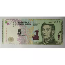 2017 - Billete De 5 Pesos - Nuevo Diseño Serie B Excelente