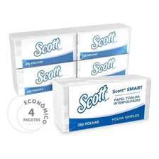 Papel Toalha Interfolhado Scott® Folha Simp.250 Folhas 4 Pct