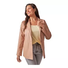 Blazer Saco Largo Cuerina Engomado En Talles Grandes