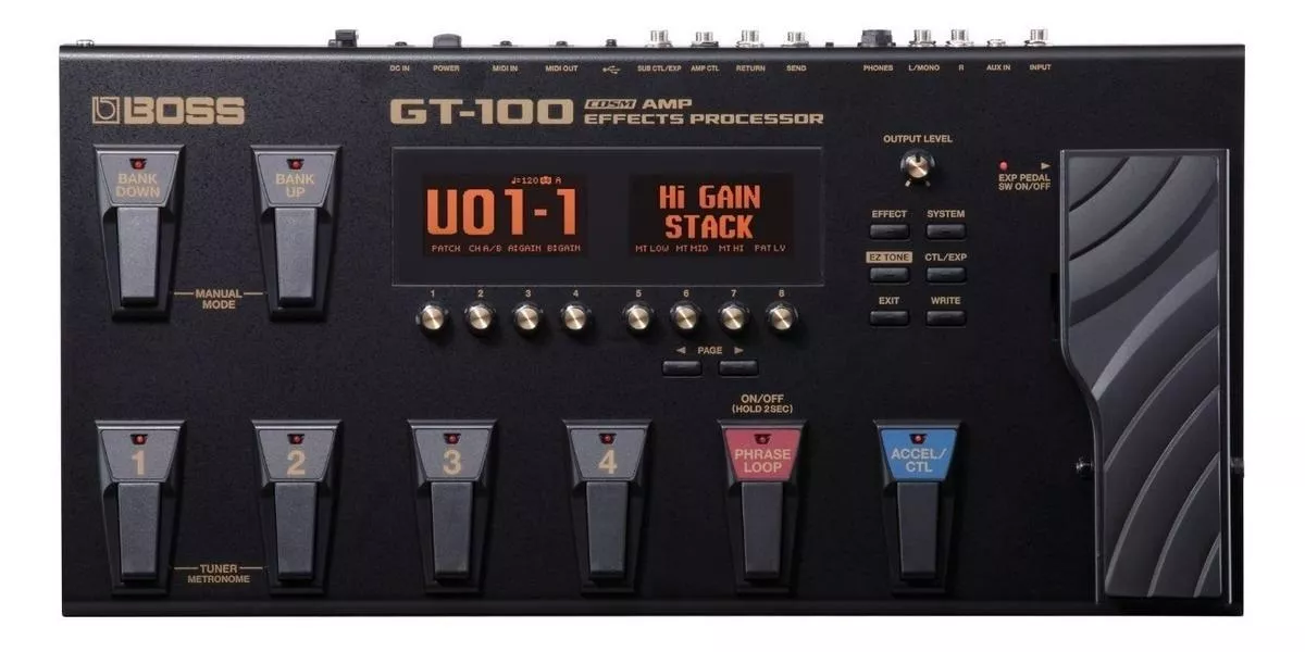 Pedal De Efeito Para Instrumento De Cordas Boss Cosm Amp Effects Processor Gt-100  Preto