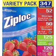 Ziploc 347 Bolsas Totales, Paquete De 347, Surtido De Piezas