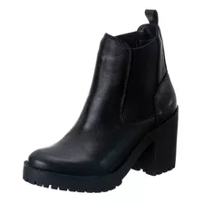 Bota De Couro Chelsea Feminina Tratorada Anti Derrapante 