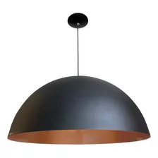 3x Pendente Ônix Meia Esfera Preto Cobre Alumínio 60cm