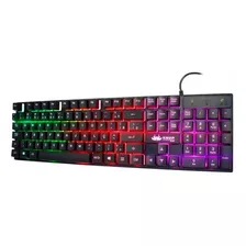 Teclado Gamer Knup Kp-2043 Qwerty Português Brasil Cor Preto Com Luz Verde, Vermelha E Lilás