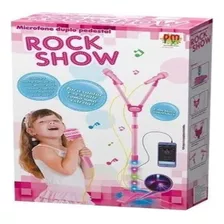 Brinquedo Microfone Duplo Star Com Pedestal Infantil Mp3