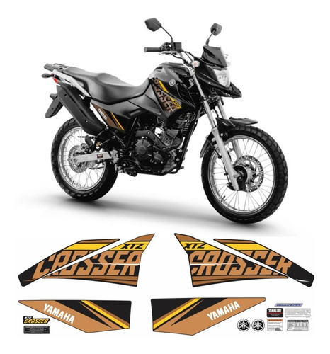 Kit Adesivos Faixa Yamaha Xtz Crosser 150 2014 Preta Cr15