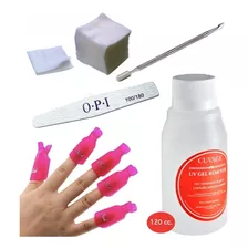 Kit Removedor Uv Esmalte Semipermanentes Broches Wipes Gel