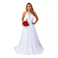 Vestido Noiva Rodado Longo Simples Debutante Princesa