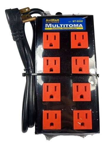 Multitoma Metálica Industrial - 8 Tomas Con 1 Metro De Cable
