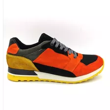 Sneakers Orange De Gamuza 100%