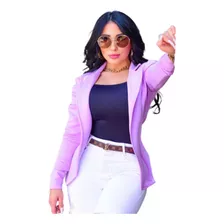 Blazer Feminino Acinturado Manga Princesa Neoprene Casaco