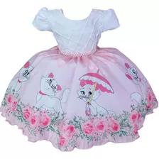 Vestido Infantil Temático Gatinha Marie Festas Aniversários