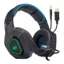 Fone De Ouvido Over-ear Gamer Knup Kp-488 Preto E Azul