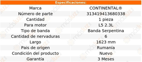 Banda 1623 Mm Acc 850 Volvo L5 2.3l 94/95 Continental Foto 5