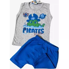 Conjunto Inf. Masculino Regata Pirata Lindo E Despojado