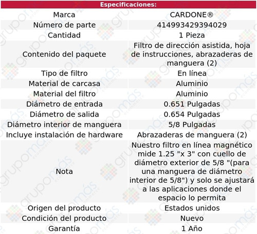 D/h Filtro 5/8 Cardone Lexus Ls400 90-00 Foto 5