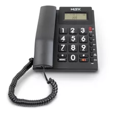 Misik - Telefono Alambrico Numeros Grandes - Identificador Color Negro