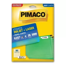 Etiqueta Pimaco 6287 Inkjet+laser 80 Por Folha Carta 