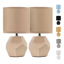 Set De 2 Lamparas De Mesa Buro Ceramica Estilo Minimalista Color De La Estructura Beige