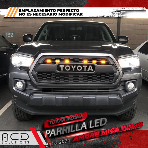 Parrilla Toyota Tacoma 2016 2017 Con Luz Led Emblema Plata Foto 6