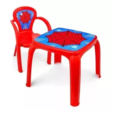 Mesa Infantil Teia Homem Aranha Com 2 Cadeira Promoção