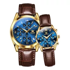 Relojes Olevs Calendar Chronograph Para Pareja, 2 Unidades