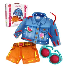 Alinhavo Fashion Brinquedo Para Coordenação Motora Madeira