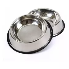 Plato Tazón Comida Agua Acero Inox Mascota Perro Gato 30 Cm