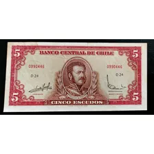 Billete De Cinco Escudos Chile (e°5). Serie N° 0990446 D24.